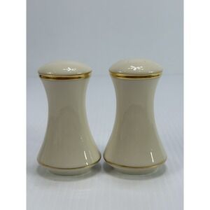 Vintage Lenox Eternal Salt & Pepper Made In USA 5822316 Gold Trim On Cream
